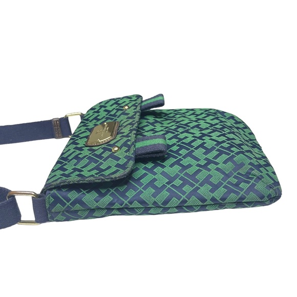 Tommy Hilfiger ® ★ Monogram Jacquard Print Crossbody Bag ★ Kelly Green + Navy ★ - Picture 7 of 16